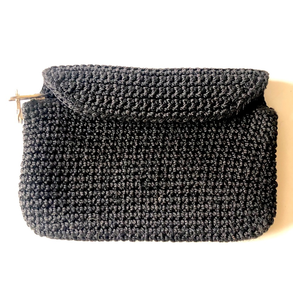 BLACK CROCHET SMALL WALLET CLUTCH